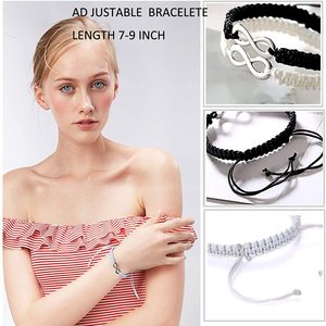Set di 2 Bracciali Regolabili in Corda Intrecciata, 8 Bracciali Infiniti per Coppie, Amicizia, Accessori alla Moda in Lega di Zinco Argento - Product Image 3