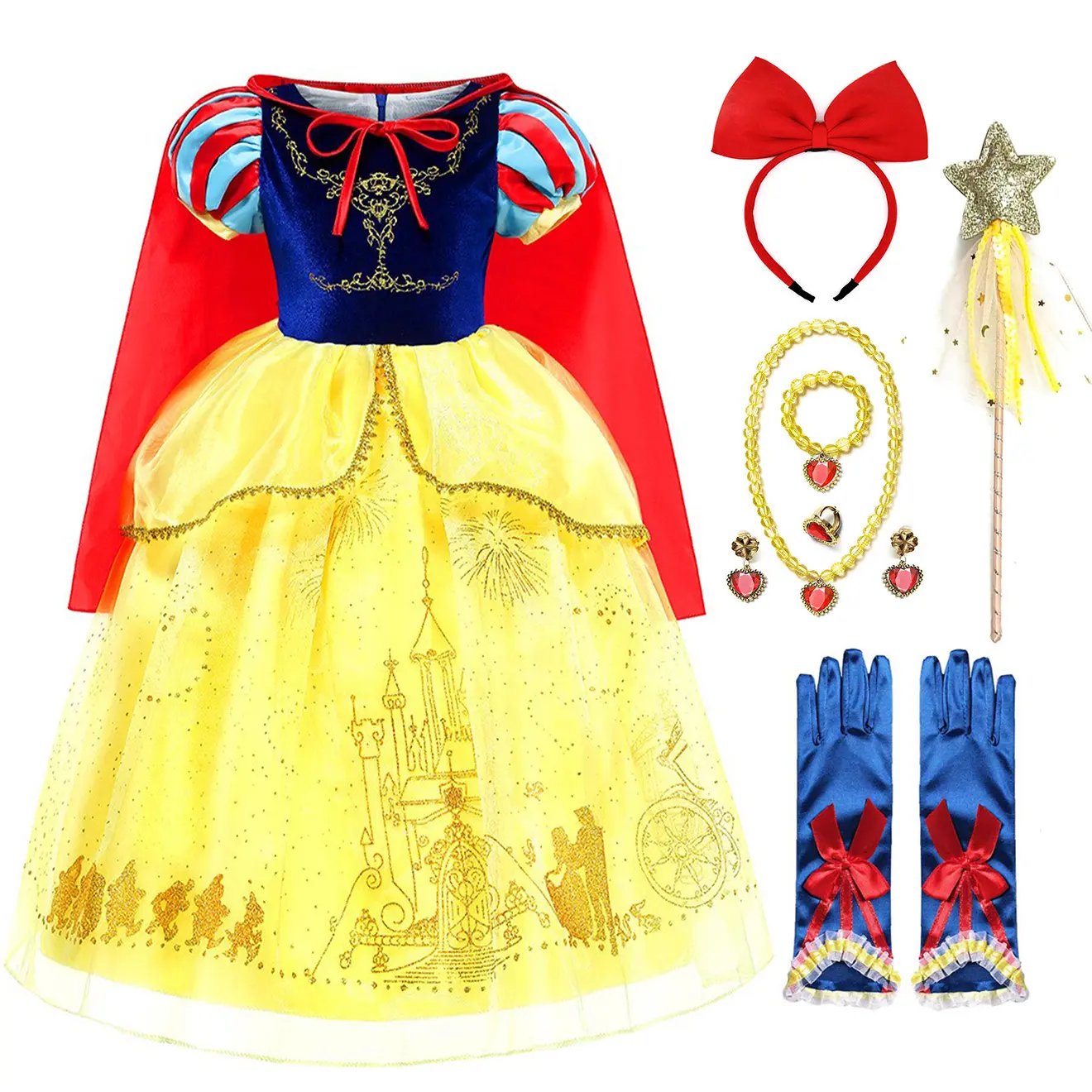 Vestido de princesa para meninas, fantasia de fantasia para filmes infantis, fantasia de fantasia para festa de Natal e Halloween, em grande promoção