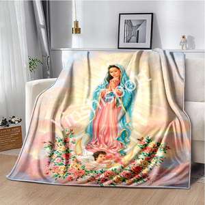 Manta de Franela Estampada Personalizada con Diseño Nuevo Más Vendida en 2024, Regalo para Entusiastas de la Virgen María de Guadalupe - Product Image 5
