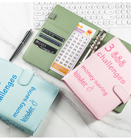 100 Enveloppe Cash Savings Challenge Binder Cahier budgétaire en cuir avec pochettes de cartes Étudiants Classeurs pour la budgétisation