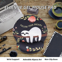 Tapis de souris en gel avec repose-poignet, tapis de bureau rond pour ordinateur, motif floral paresseux