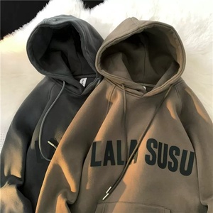 Sweat-shirt à capuche en polaire pour homme <span class=keywords><strong>LALA</strong></span>, style rétro, mode jeune, coupe ample, décontracté, polyvalent, veste d'extérieur - Product Image 3