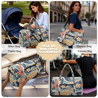 Sac de voyage matelassé réutilisable à imprimé tropical hawaïen avec fermeture éclair, poignées et bandoulière