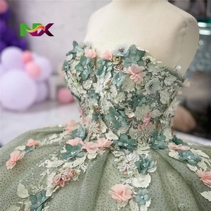 Wedding <strong>Dress</strong> V-neck Quinceanera <strong>Teenagers</strong> Floral Lace Appliques Floor-Length Ball Gown Vintage Parties <strong>Prom</strong> <strong>Dress</strong> - Product Image 3