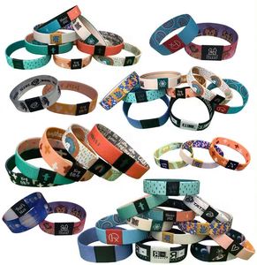 Bracelet en tissu polyester tissé élastique personnalisé à logo imprimé en couleur pour fêtes, sports, basketball, festivals – Sublimation - Product Image 2