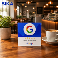 Carte NFC SIKA pour avis Google, 13,56 MHz, logo personnalisé, code QR, URL, carte de visite intelligente RFID, utilisation hôtelière, NTAG213, acrylique étanche NFC
