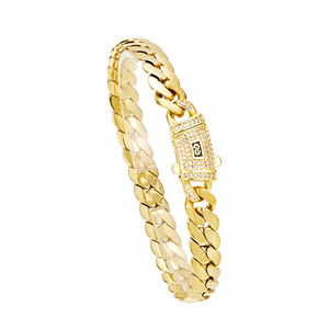 OEM ODM LEPAI Venta al por mayor de collares de cadena cubana de acero inoxidable chapado al vacío de 8 mm con hebilla de diamante cripto - Product Image 6