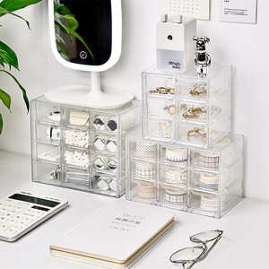 Nine-compartment transparent six-compartment dustproof <b>drawer</b>-style stationery and jewelry 12-compartment cosmetic desktop - Product Image 1