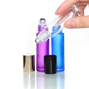 Diskon botol Roller kaca kosong, 5ml 8ml 10ml 15ml parfum frosted Roll On botol kosong