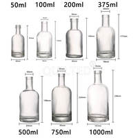 Bouteille de liqueur Nocturne nordique en verre transparent mat noir antique de 375 ml (12 oz) vide avec bouchon en liège pour Tequila, idéale pour la sérigraphie