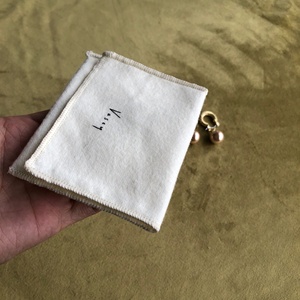Silk Printed Silver Luxury Cotton Flannel <b>Envelope</b> Jewelry Packaging Pouch with Flap - Product Image 2