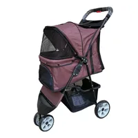 Poussette pliable légère à trois roues pour animaux de compagnie, pliage à une main, pour chiens et chats, idéale pour les voyages