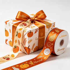OEKO Certified 25mm Customized Printed Gold Foil Glitter Logo Polyester Satin <b>Ribbon</b> for Wrapping Decoration - Product Image 3