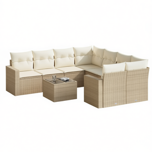 Ensemble de canapés de jardin en rotin beige 6 places, mobilier d'extérieur contemporain - Product Image 1