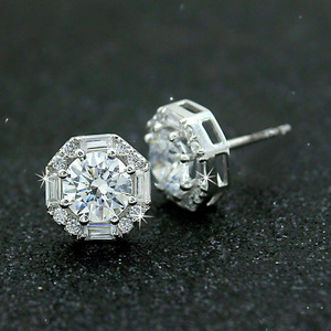 Orecchini Pendenti Ottagonali Geometrici per Donne, Eleganti e Classici, con Zirconi in Lega, Gioielli alla Moda - Product Image 1