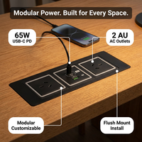 Prise de courant encastrée modulaire AU pour bureau, 2 USB-C PD 65W, USB-A 20W, prise de table encastrée