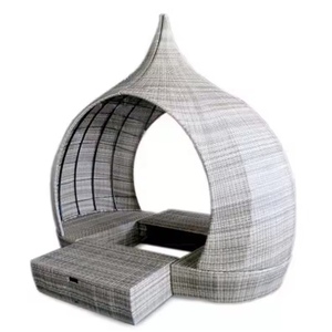 FYZK Chaise longue de <span class=keywords><strong>jardin</strong></span> en rotin tressé, lit de jour rond, très populaire, pour piscine, avec <span class=keywords><strong>coussin</strong></span> gonflable, imperméable - Product Image 5