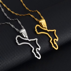 Collar de Cadena de Acero Inoxidable Esmaltado al por Mayor con Colgante de la Isla de Bonaire Bañado en Oro de 18K, Esmalte de las <span class=keywords><strong>Antillas</strong></span> Holandesas - Product Image 6