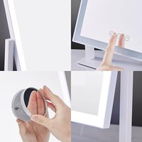Miroir de maquillage intelligent à LED avec éclairage tricolore réglable, luminosité ajustable, construction en métal et verre, panneau décoratif, grand ou petit format