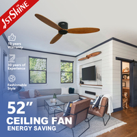 Ventilateur de plafond intelligent 1stshine 52 pouces encastré avec commande Wi-Fi, compatible vocale, pales en bois massif et télécommande