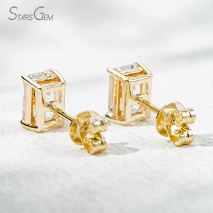 Starsgem Moda Venta caliente Diseño Stud Pendientes 18K Oro sólido Octágono Esmeralda Corte Laboratorio Diamante Pendientes - Product Image 4