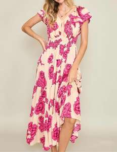 Vestido de Mujer, Estilo Bohemio, Estampado Floral, Elegante, para Fiesta de Graduación, Midi, con Volantes en los Hombros, Informal, de Verano - Product Image 5