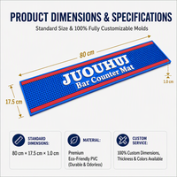 Tapis de bar en PVC personnalisé OEM, tapis de bar antidérapant, tapis anti-déversement avec logo moulé pour bar à cocktails, bar à bière, pub, bar à domicile