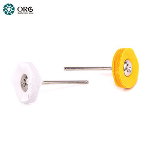 แผ่นขัดมินิมัสลิน ORO ขนาด 22 มม. สีเหลือง สโนว์ไวท์ สีขาวนม แบบผ่านการเตรียมพื้นผิวแล้ว พร้อมแกนขนาด 2.35 มม. สำหรับเครื่องมือโรตารี่ ใช้สำหรับขัดเงาเครื่องประดับ - Product Image 6