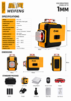 Niveau laser industriel auto-nivelant haute précision 16 lignes jaune avec largeur de ligne de 3 mm, portée auto-nivelante 0-30 m, prix usine abordable