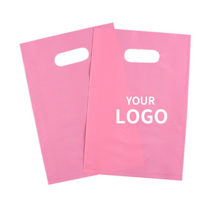 Custom Blue Logo White Die Cut Handle Plastic Recycle Shopping PE ECO Reusable Carry Bags With