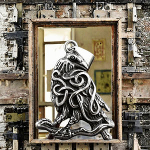 SS8--1327P Vintage Nieuw Ontwerp 316L RVS Viking Vogel op Boom Hanger Adelaar Dier Kraai Raaf Charm Kindersieraden - Product Image 3