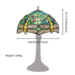 <span class=keywords><strong>Paralume</strong></span> Tiffany da 12 pollici di ricambio blu mare vetro colorato <span class=keywords><strong>paralume</strong></span> libellula per lampade da tavolo plafoniera lampada a sospensione - Product Image 2