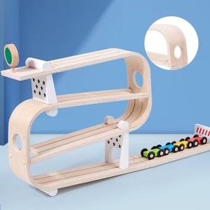 Circuit de course à glissière de haute qualité, <span class=keywords><strong>chariot</strong></span> sur rail, jouet <span class=keywords><strong>en</strong></span> <span class=keywords><strong>bois</strong></span> écologique, cadeau éducatif pour garçons et filles - Product Image 4