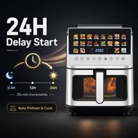 Nueva Freidora de Aire Digital Inteligente de 9L con Vapor, Arranque Retardado, Calentamiento Dual Superior e Inferior, 20 Programas Automáticos, Sin Aceite, Acero Inoxidable
