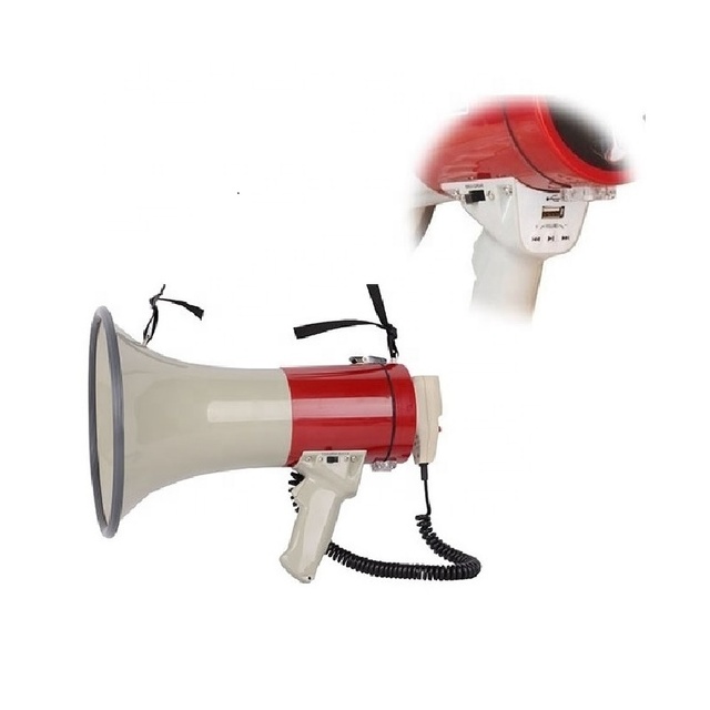 2025 Factory Hot Sale Handy Port Siren patrol megaphone, with record and USB For Indoor/Outdoor
