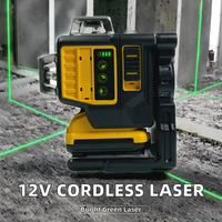 Niveau laser vert sans fil 12V, précision 1 mm, auto-nivelant, outil d'alignement horizontal/vertical pour usage industriel et bricolage