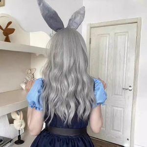 วิกผมคอสเพลย์เจ้าหน้าที่กระต่ายจูดี้ วิกผมยาวหยิกสีเทาแบบเต็มศีรษะ พร้อมผมหน้าม้าปัดข้าง ทำจากเส้นใยทนความร้อนสูง - Product Image 5