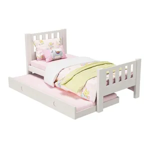 2023 New Cheap Wooden Luxury Design Bed Furniture White Princess Single Bed Sheet with Trundle