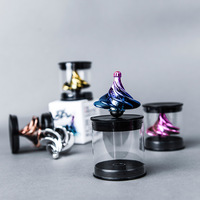 Windgetriebener Drehtop aus schwarzem Kunststoff mit Technologie für Luftzirkulation, handgedreht, klingende Funktion, für Erwachsene, Unisex, Stressabbau, kreativ