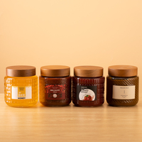 500ml Clear Glass Sealed Jam Jar With Natural Wooden Lid Honey Strawberry Jam Seasoning Jar Glass Wide Mouth Food Jar With Spoon