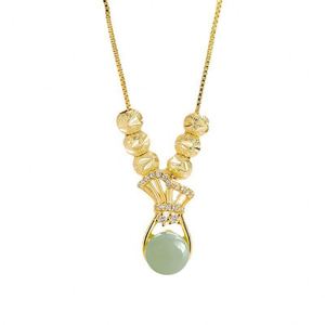 Vintage Fashion High Quality Chinese Style Gold Money <b>Bag</b> Zircon <b>Charm</b> Pendant Hetian Jade Pendant Necklace for Women - Product Image 6
