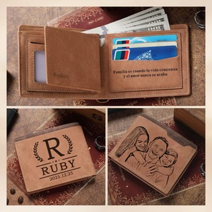 For Boshiho Custom DIY Vintage Style Leather <b>Wallet</b> for Men and Women Short Length with Creative Star Pattern Valentine's Day Gi - Product Image 4