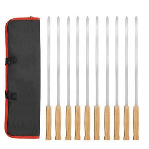 Brochetas de Acero Inoxidable de 17 Pulgadas de Largo con Mango de Madera para Barbacoa, con Bolsa de Almacenamiento - Product Image 1