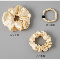 Vente chaude Bande De Cheveux Élastique Personnalisé Noir Maigre Cheveux Cravates 100% Soie De Mûrier 1cm Chouchous avec Boîte Cadeau