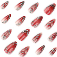 Ongles Prêts à Poser Y2K avec Logo Papillon Rouge – Manucure Haut de Gamme Automne/Hiver – Bestseller Transfrontalier – Vente en Gros