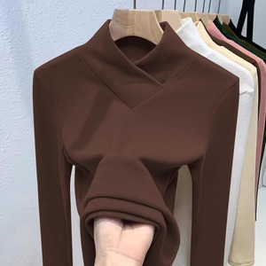 Women High Neck Long Sleeve Base Layer Top Slim Fit Ribbed Mustard Color Inner Wear For Autumn Winter 2025 - Product Image 3