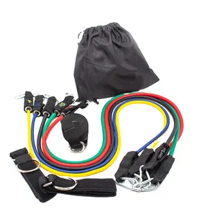 Fasce elastiche in lattice elasticizzato per resistenza agli esercizi di allenamento Set 11 pezzi con cinturini alla caviglia per attrezzature sportive