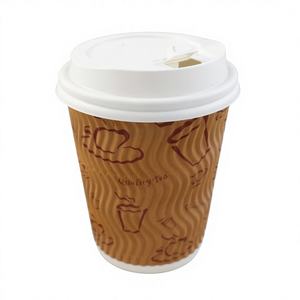 Gobelets en papier biodégradables jetables pas chers d'Inde avec couvercles et logo personnalisable pour le camping et les restaurants de restauration rapide à fort volume - Product Image 1