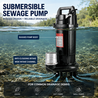 Pompe submersible à broyeur pour eaux usées 0,5 CV 370 W 220 V 50 Hz, haute pression, grand débit, pour fosse septique, boues et eaux usées, pour l'irrigation