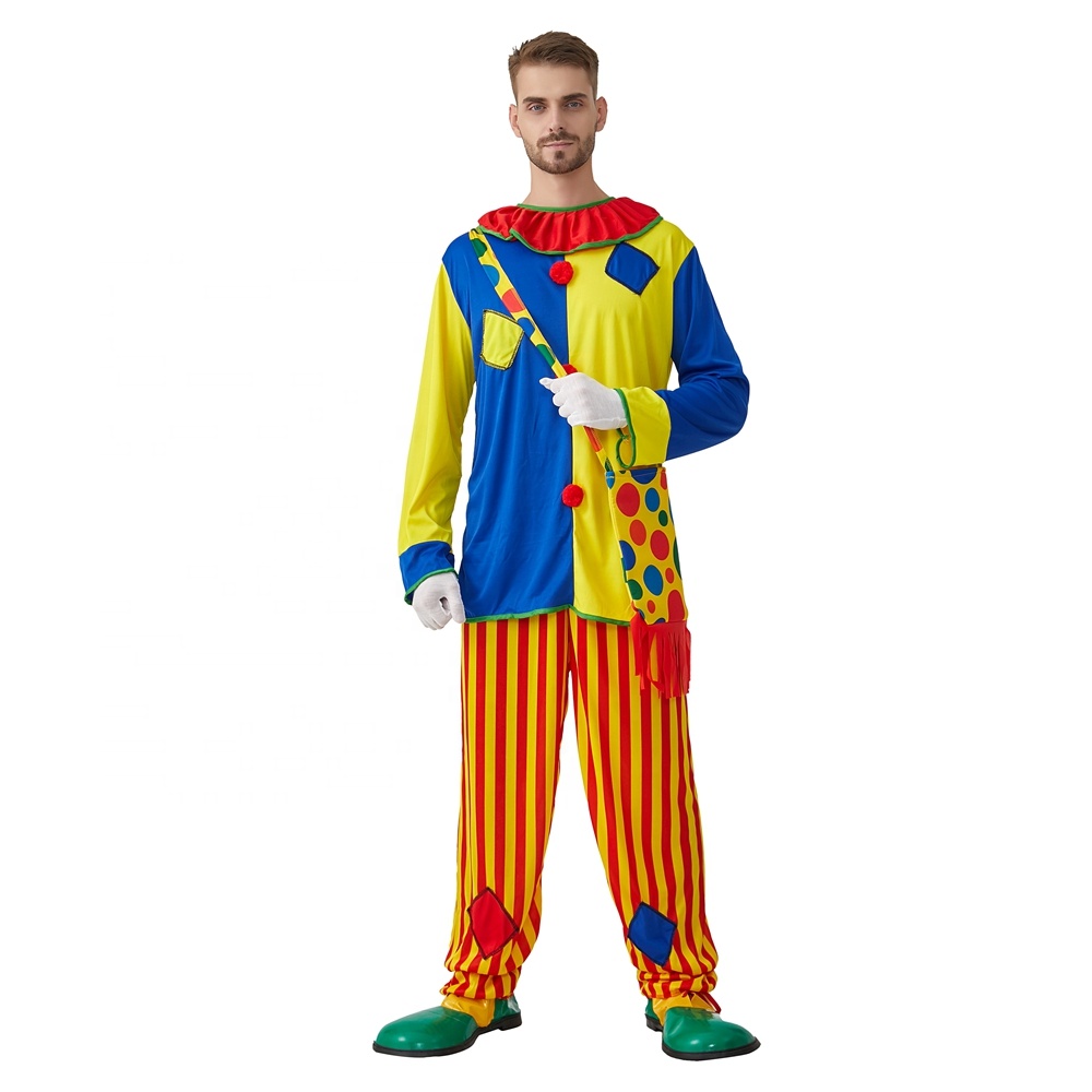 Men Carnival Party Clown Costume - Adult Fancy Dress Outfit for Cosplay, Halloween, and Festivals - In-Stock and Stylish Men Carnival Party Clown Costume - Adult Fancy Dress Outfit for Cosplay, Halloween, and Festivals - In-Stock and Stylish